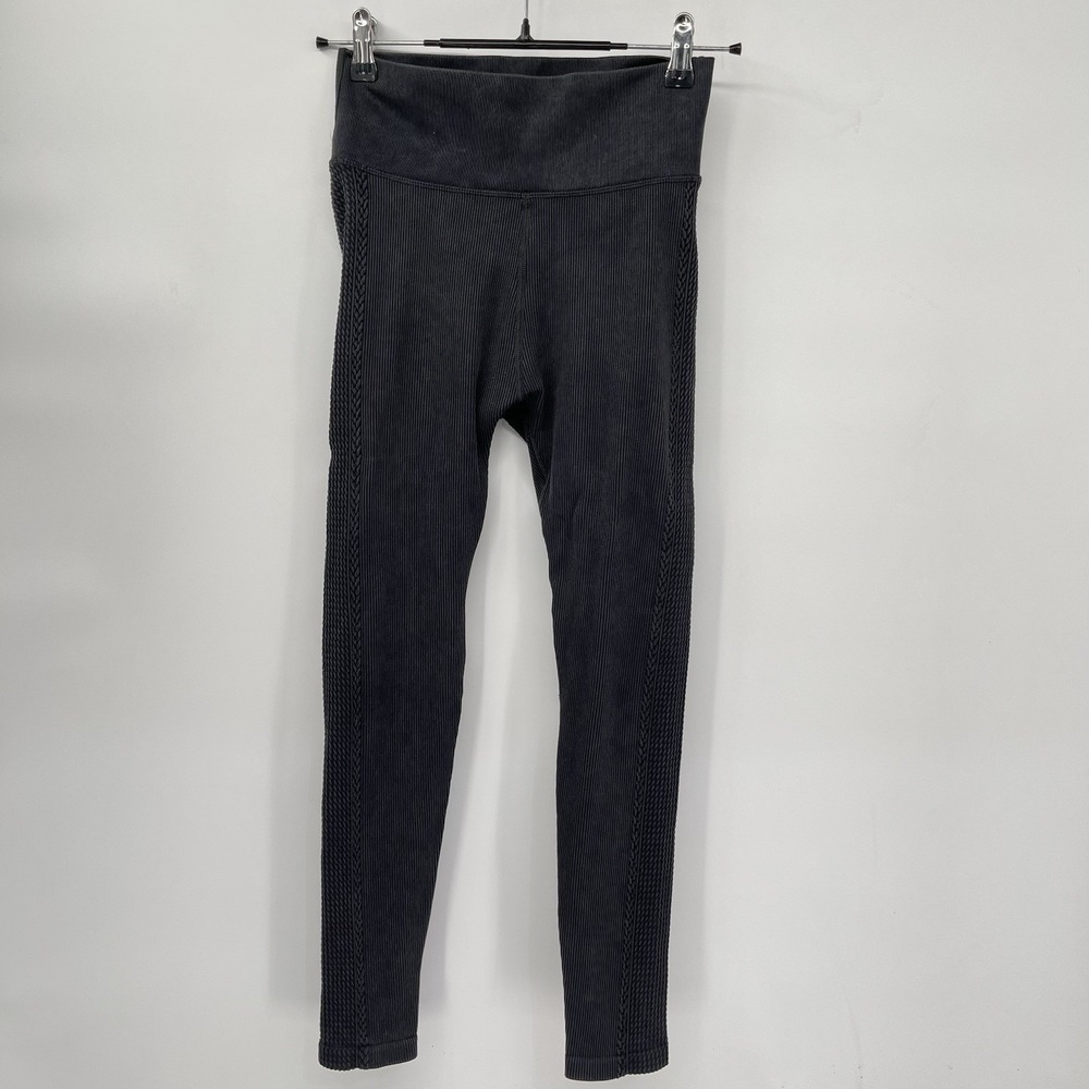 OFFLINE by Aerie Small Leggings Womens Black Ribbed Braided High Waisted Washed
